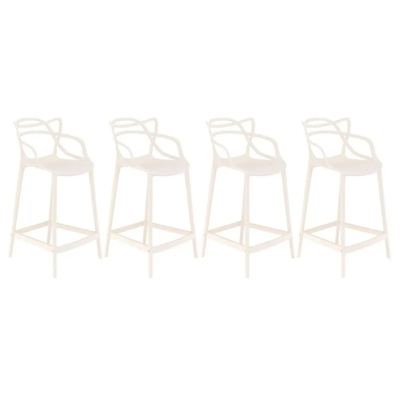 Kit 4 banquetas médias bancada cozinha Masters Allegra 66 cm Creme