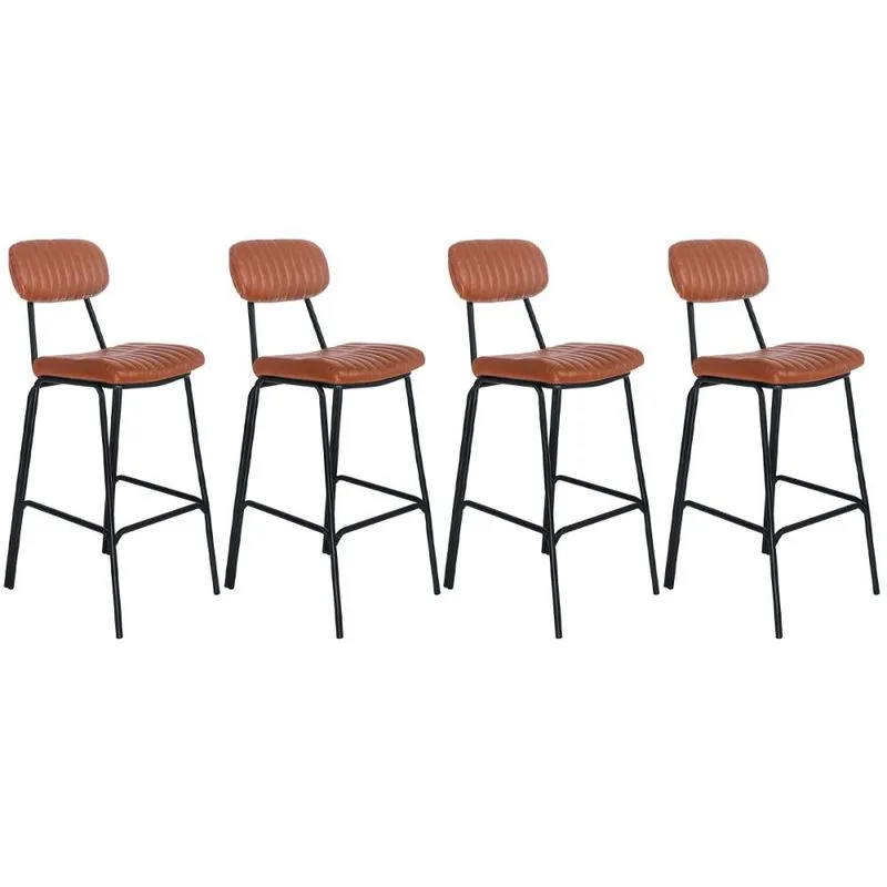 Kit 4 banquetas altas estofadas industrial retro Boston Marrom caramelo
