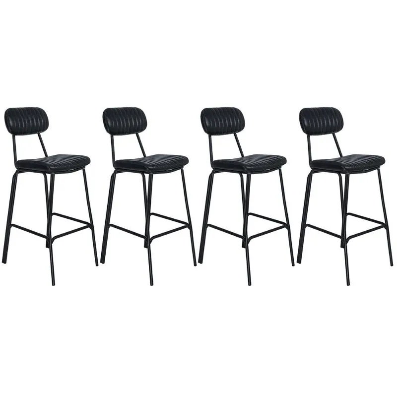 Kit 4 banquetas altas estofadas industrial retro Boston Preto