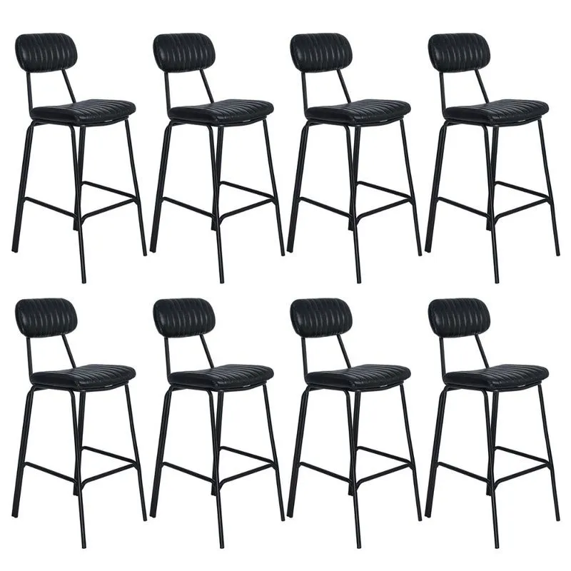 Kit 8 banquetas altas estofadas industrial retro Boston Preto