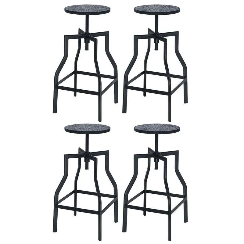 Kit 4 Banquetas Altas Retro Loft Bancada Industrial Turner Preto