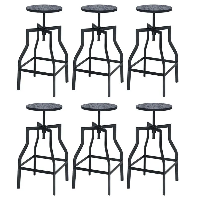 Kit 6 banquetas altas retro loft bancada industrial Turner Preto