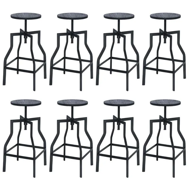 Kit 8 banquetas altas retro loft bancada industrial Turner Preto
