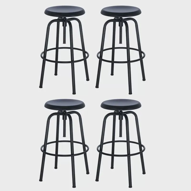 Kit 4 banquetas altas cozinha giratória Flint industrial Loft aço Preto