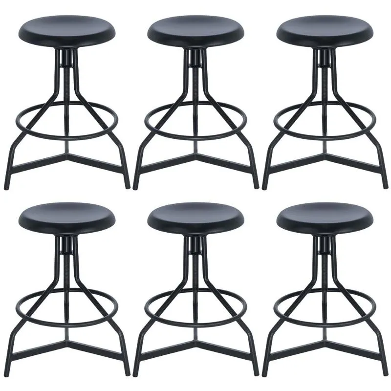 Kit 6 banquetas altas cozinha industrial loft aço giratória York Preto