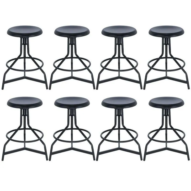 Kit 8 Banquetas Altas Cozinha Industrial Loft Aço Giratória York Preto