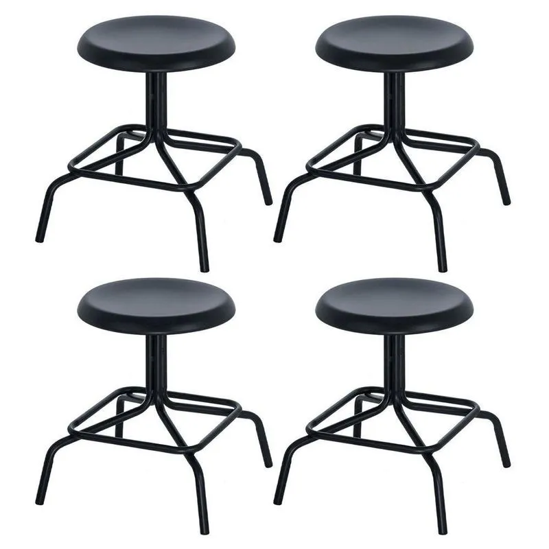 Kit 4 Bancos Baixos Cozinha Industrial Loft Aço 45 Cm Bolt Preto