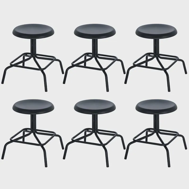 Kit 6 bancos baixos cozinha industrial loft aço 45 cm Bolt Preto