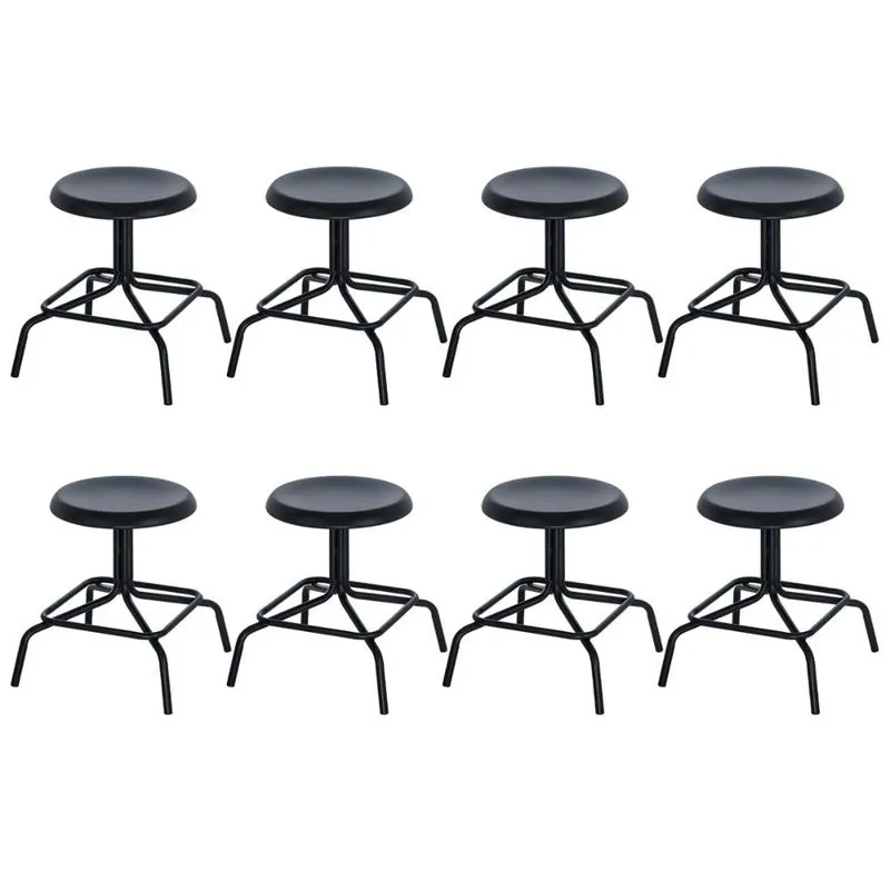 Kit 8 bancos baixos cozinha industrial loft aço 45 cm Bolt Preto