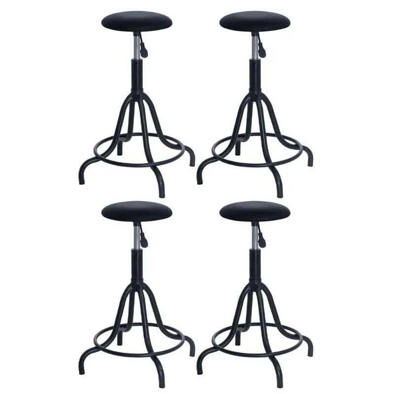 Kit 4 banquetas estofadas cozinha industrial Loft giratória West Preto