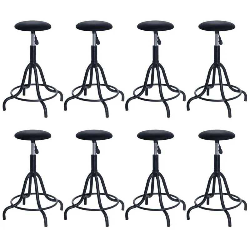 Kit 8 banquetas estofadas cozinha industrial Loft giratória West Preto