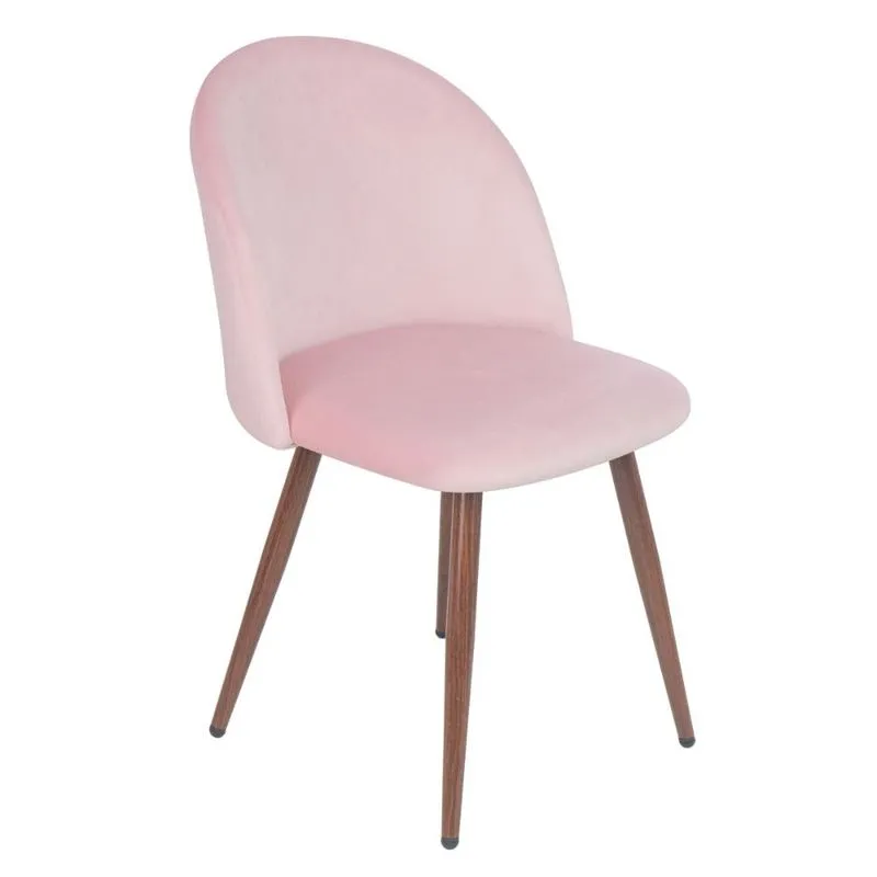 Cadeira jantar estofada Maite Sedona veludo Rosa light