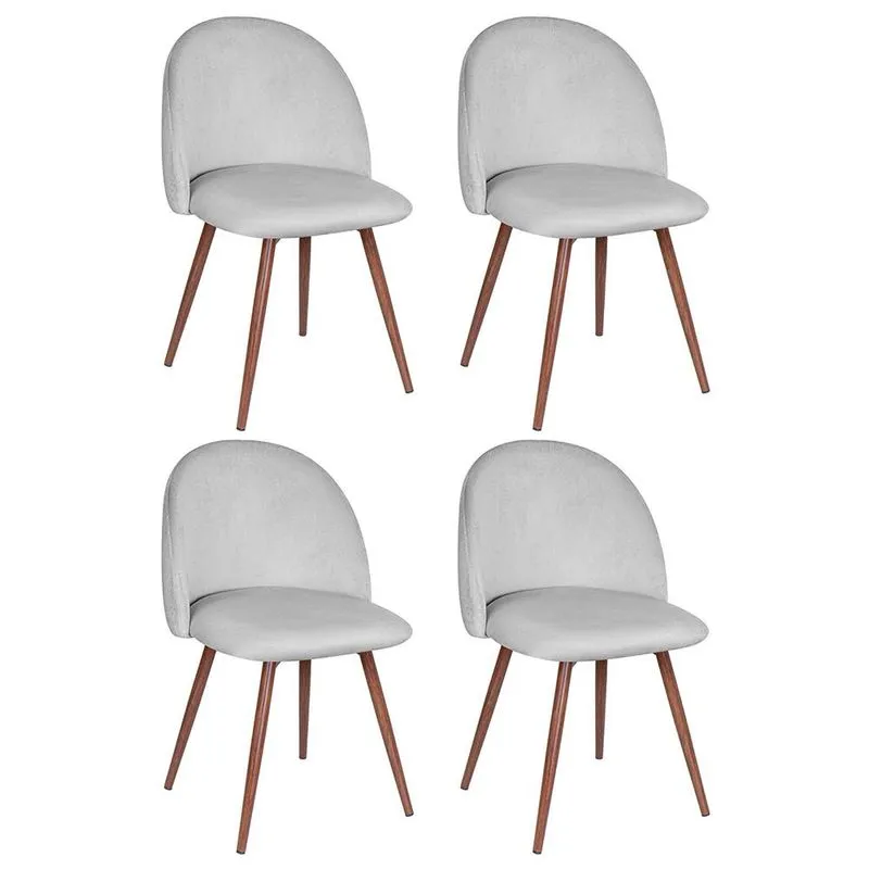 Kit 4 cadeiras jantar estofada Maite Sedona veludo Cinza