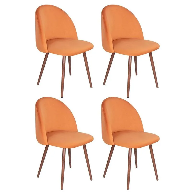 Kit 4 cadeiras jantar estofada Maite Sedona veludo Pêssego