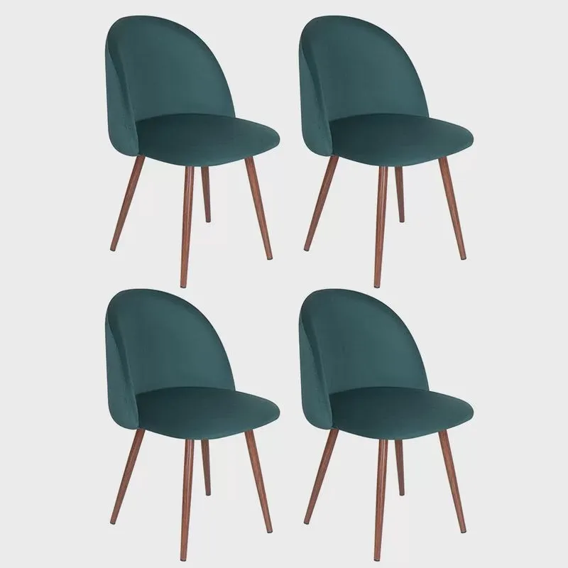 Kit 4 cadeiras jantar estofada Maite Sedona veludo Verde Escuro