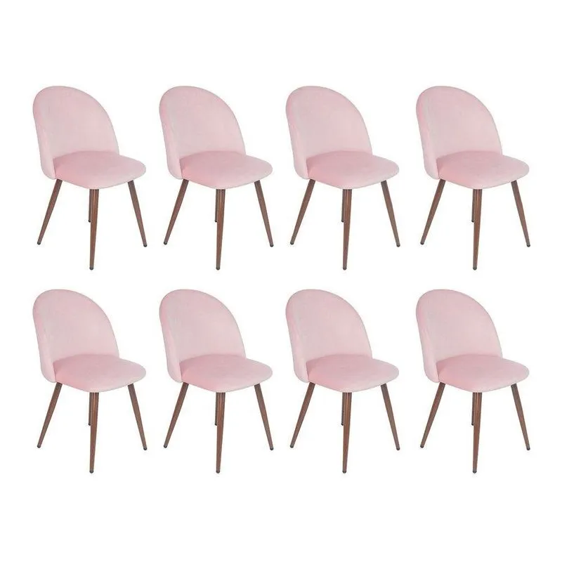 Kit 8 Cadeiras Jantar Estofada Maite Sedona Veludo Rosa Light