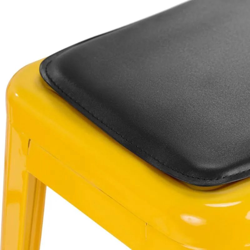 Banqueta baixa Iron Tolix 45 cm design industrial com almofada Amarelo com almofada preta