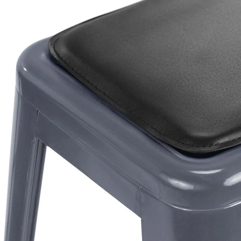 Banqueta baixa Iron Tolix 45 cm design industrial com almofada Cinza escuro com almofada preta