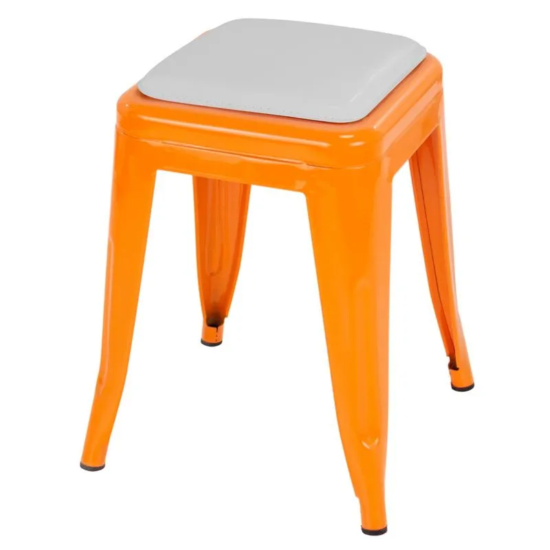 Banqueta Baixa Iron Tolix 45 Cm Design Industrial Com Almofada