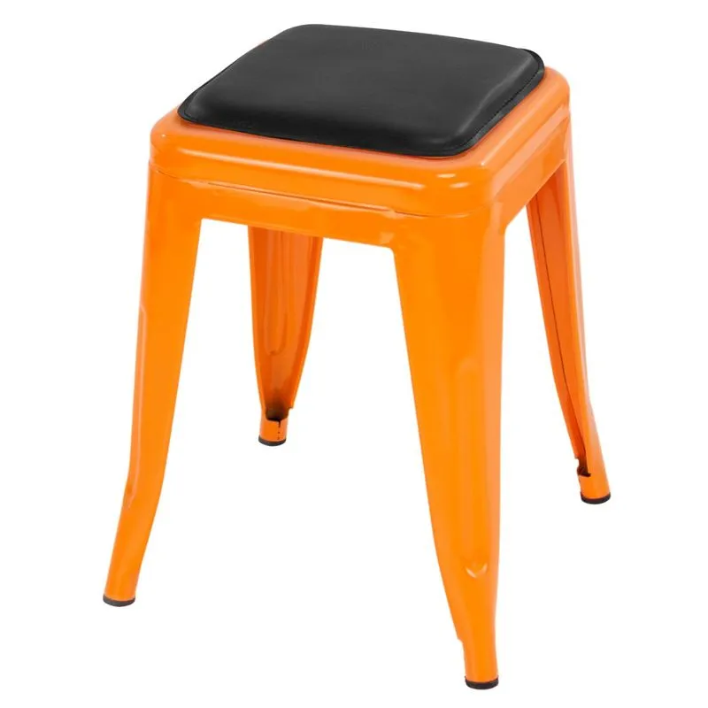 Banqueta Baixa Iron Tolix 45 Cm Design Industrial Com Almofada