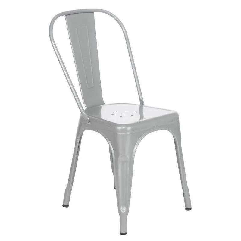 Kit 8 Cadeiras Iron Tolix Design Industrial Cozinha Bar Prata Prata