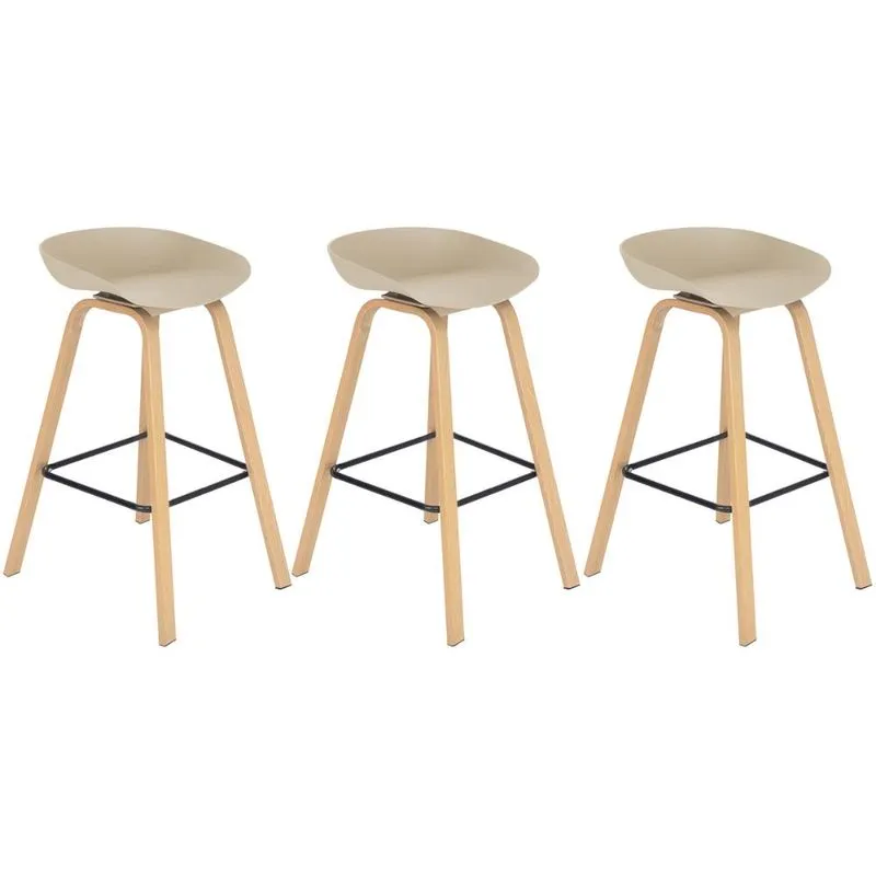 Kit 3 banquetas altas bancada cozinha Cassia BD 76 cm Nude