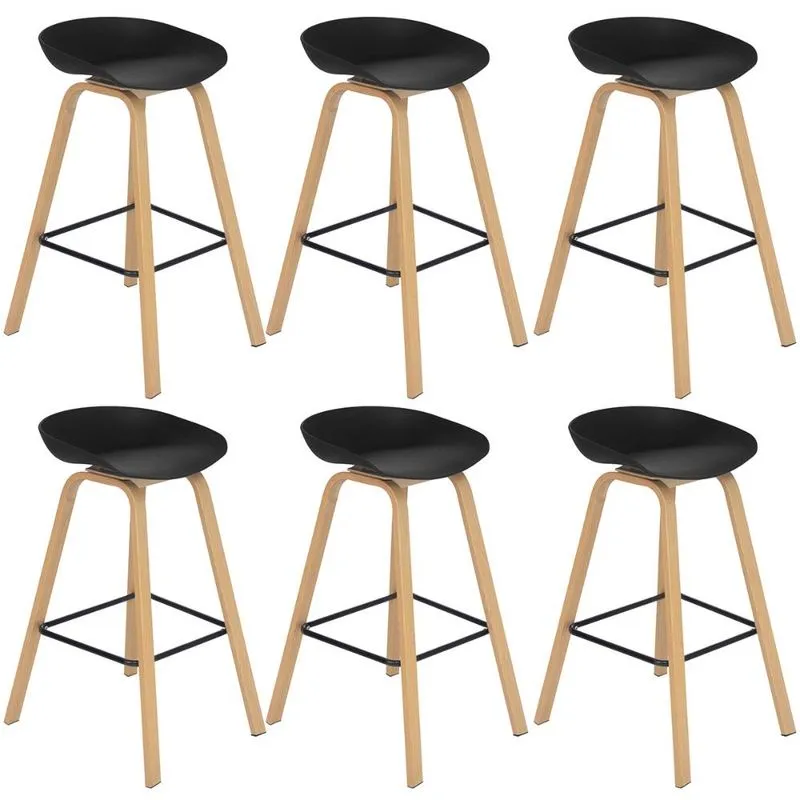 Kit 6 banquetas altas bancada cozinha Cassia BD 76 cm Preto
