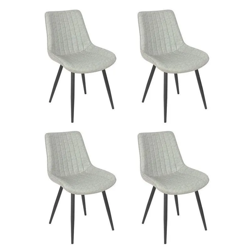 Kit 4 Cadeiras Estofadas Design Industrial Chicago Cinza Claro