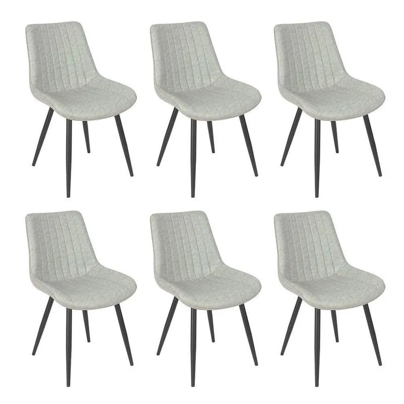 Kit 6 Cadeiras Estofadas Design Industrial Chicago Cinza Claro