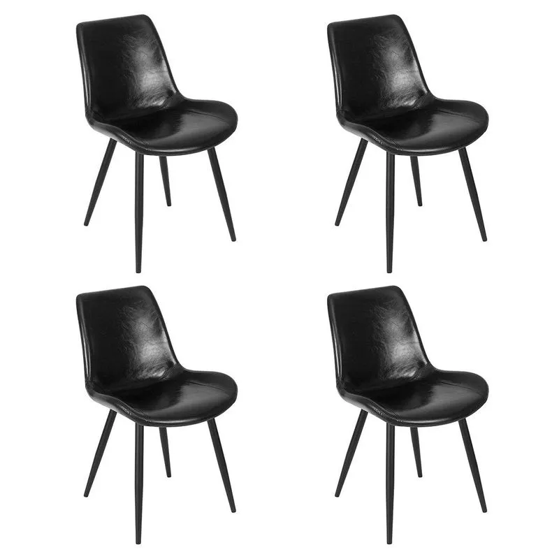 Kit 4 Cadeiras Estofada Detroit Preto