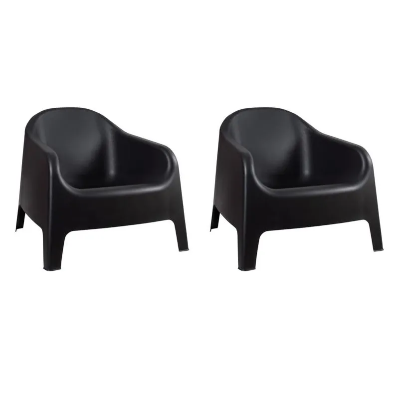 Kit 2 Cadeiras Poltrona Para Jardim Varanda Skarpo Preto