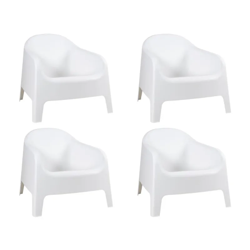 Kit 4 Cadeiras Poltrona Para Jardim Varanda Skarpo Branco