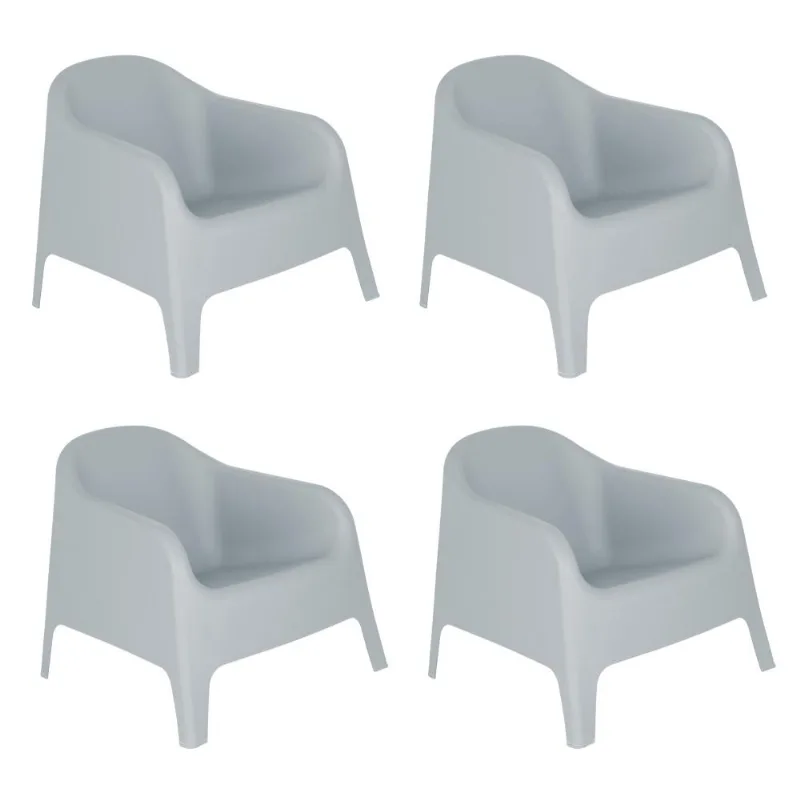 Kit 4 Cadeiras Poltrona Para Jardim Varanda Skarpo Cinza
