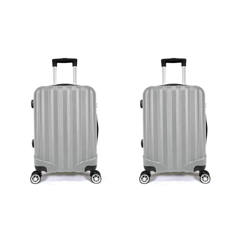 Kit 2 Malas de Bordo 10kg abs 4 Rodas XH-A122 Prata Prizi