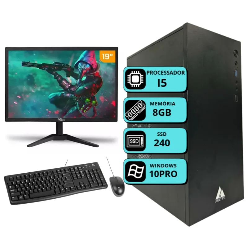Computador Multipc Completo I5 8GB ram ssd 240GB Monitor 19