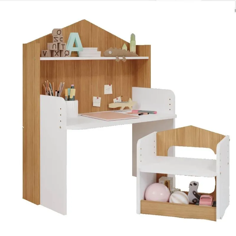 Mesa Infantil Permóbili Casinha Com Banco - Branco/nature