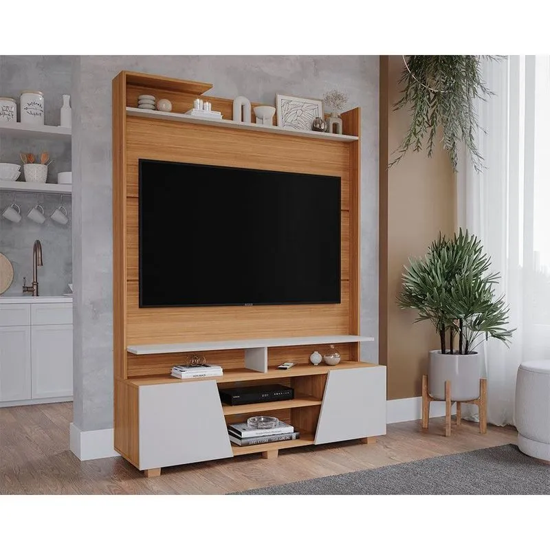 Home p/ TV até 55 Pol Master c/ 2 Prateleiras e Pés 135x183cm Nature/Off White - Permóbili