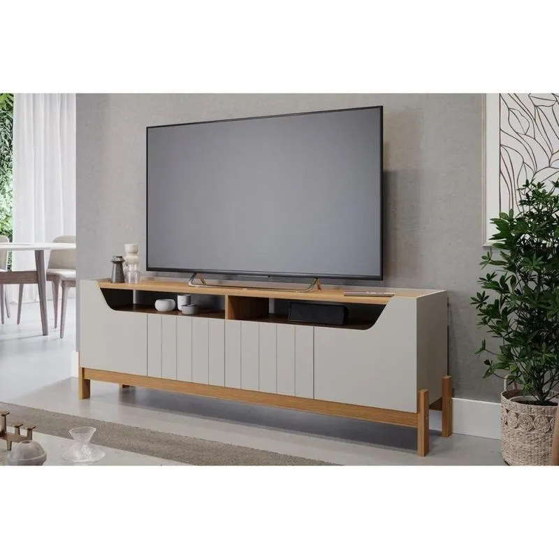 Home Para Tv Moema Até 70" C- 4 Portas E 2 Nichos Off White-nature - Permóbili