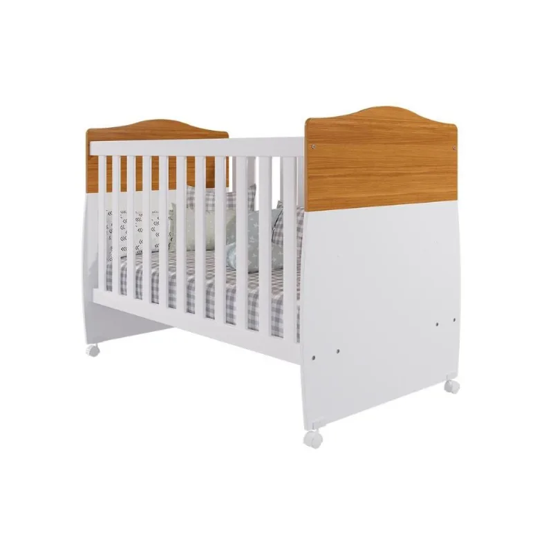 Berço Infantil Conforto 2 em 1 Nature/Branco - Permóbili Baby