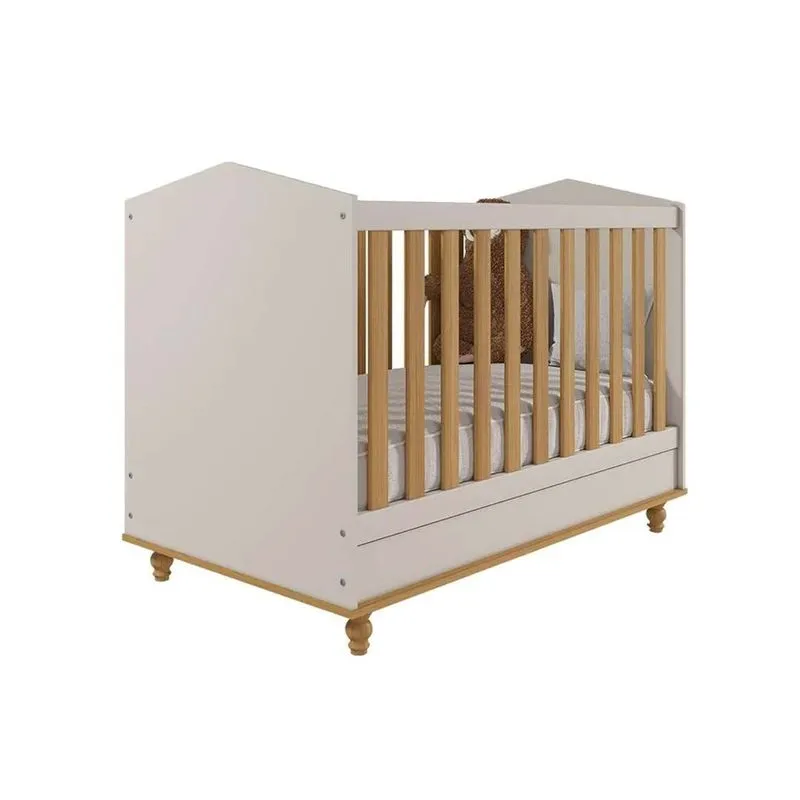 Berço Infantil Mimo Off White/Nature - Permóbili Baby