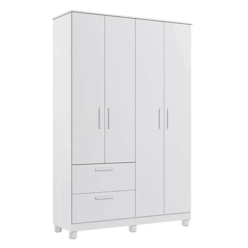 Guarda Roupa Infantil Jujuba 4 Portas e 2 Gavetas - Permóbili Baby Branco
