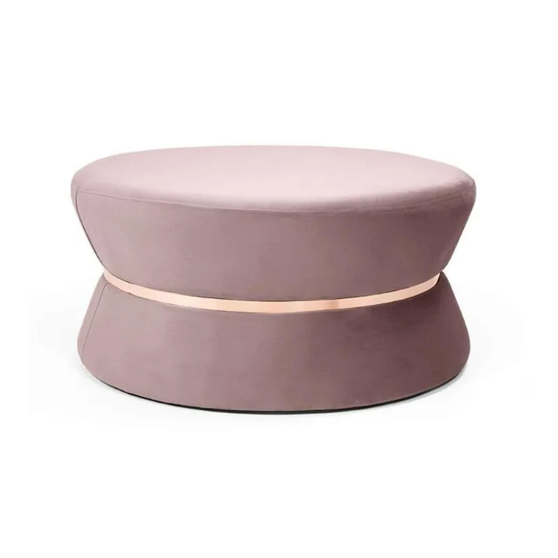 Puff Fritz Veludo Rosa e Rose