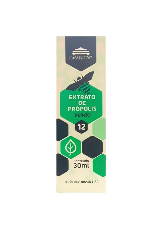 CASA BUENO EXTRATO DE PROPOLIS VERDE 12% 30ml - Extrato de própolis verde 12%. Origem: Brasil