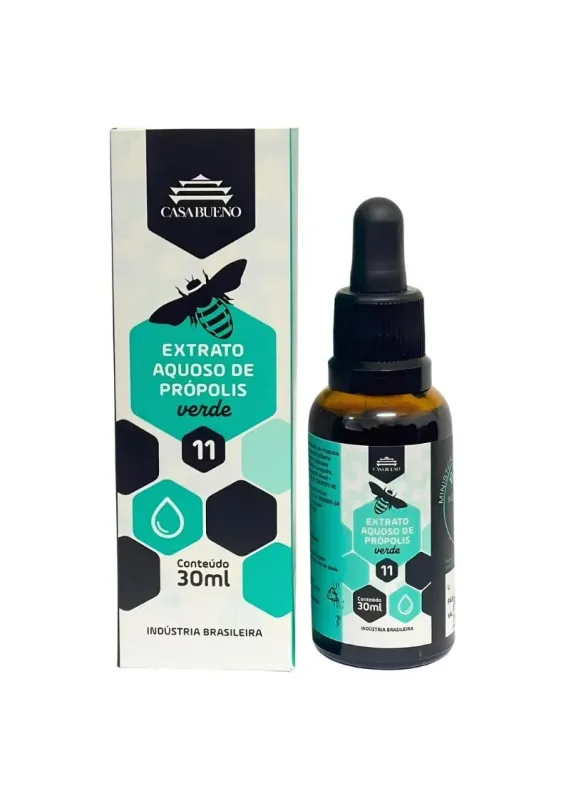 CASA BUENO EXTRATO AQUOSO DE PROPOLIS VERDE 11% 30ml - Extrato aquoso de própolis verde. Origem: Brasil