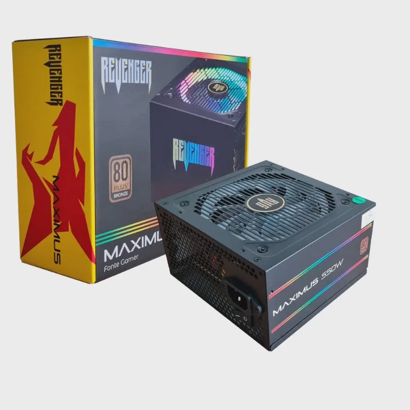Fonte atx 550W 80 Plus Bronze pfc Ativo Led rgb Revenger- FO-MAX01RGB
