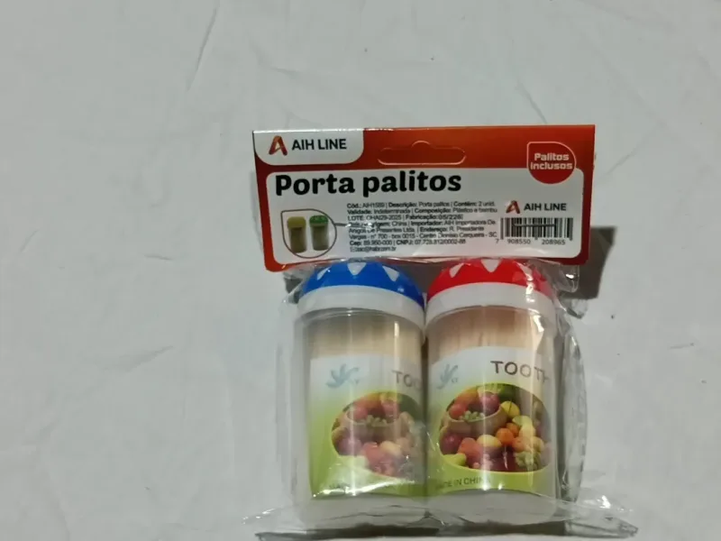 Kit Dois Paliteiros Plásticos A Cores + Palitos De Bambu