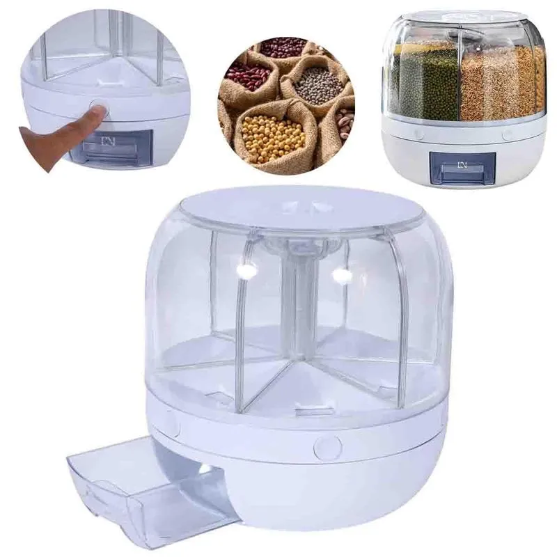 Dispenser De Grãos Cereais Arroz Combo 6 Divisões Giratório