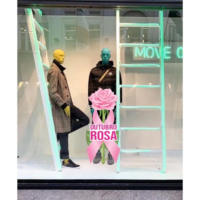 Adesivo vitrine Outubro Rosa tamanho 50cm x 85cm mod06