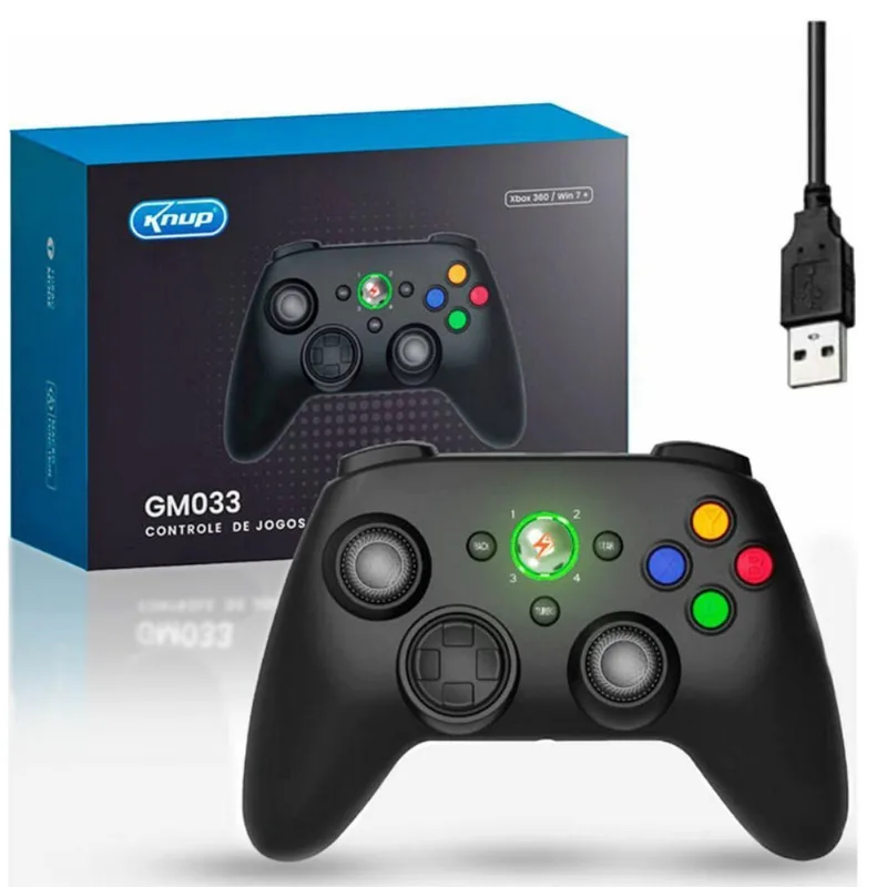 Controle Xbox 360 USB com Fio - Vibração - Botão Turbo