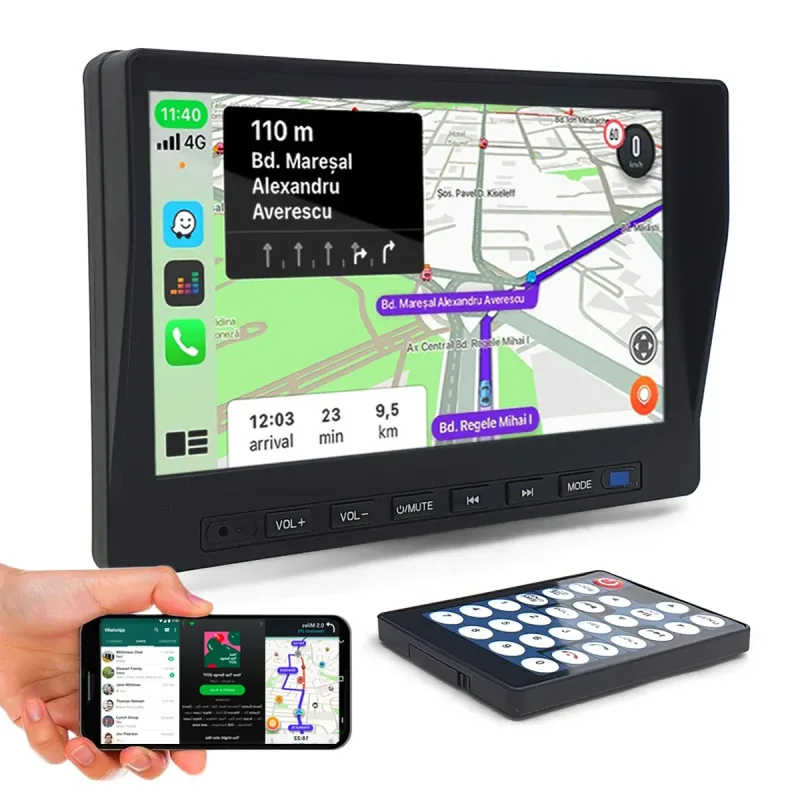 Central Multimídia 7 Polegadas Portátil Android Auto Carplay Para Painel